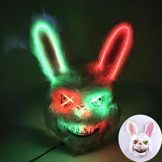 New Bloody Rabbit Bloody Bear Luminous Led Mask Halloween Horror Bunny Mask Carnival Party Cosplay Horror Dress Up Props Gifts