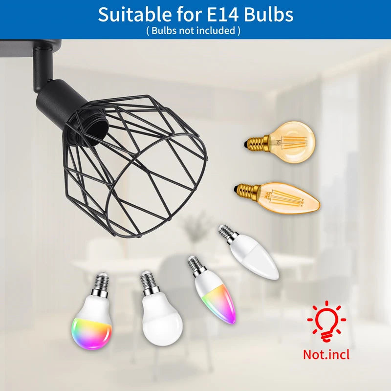 LED Ceiling Light Fixture Black Iron Farmhouse Kitchen Dining Table Hallway Bathroom Bedroom E14 Lamp holder Ceiling Light