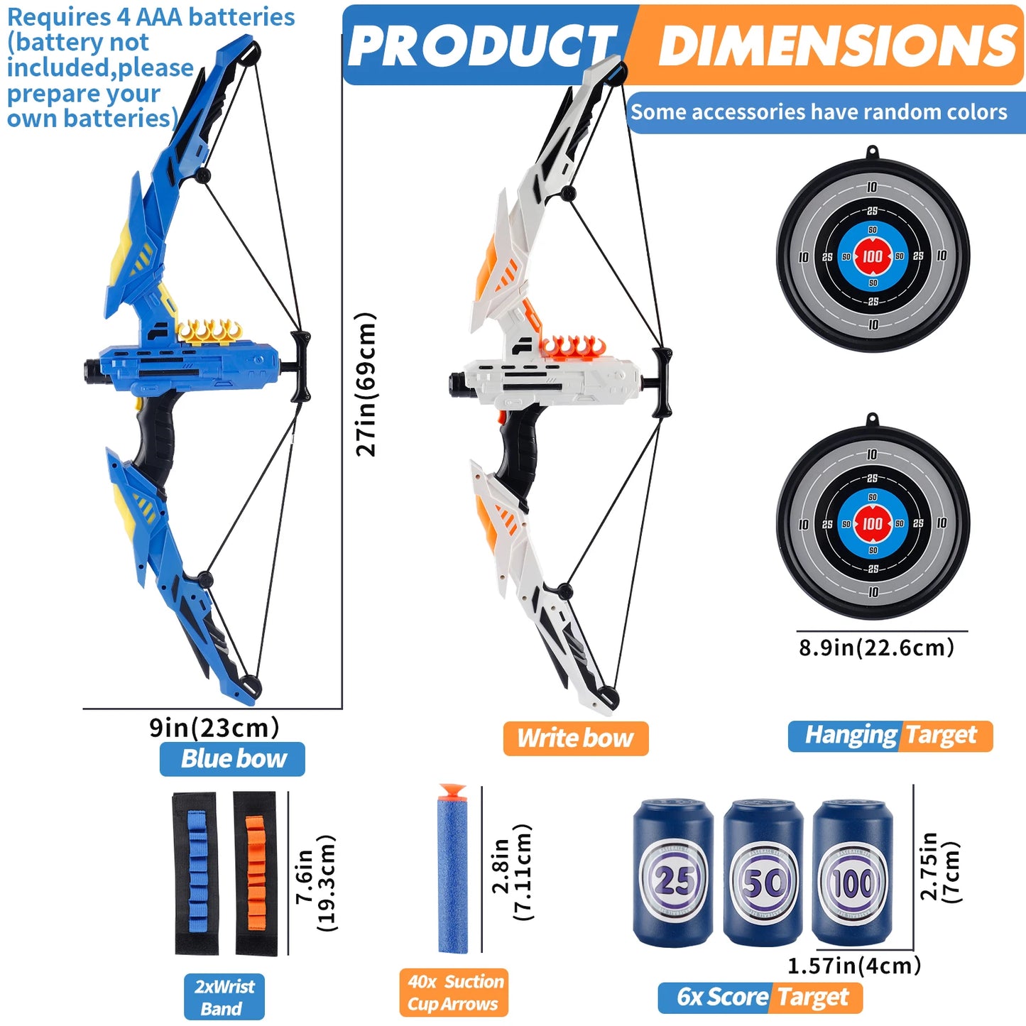 Kids Soft Dart Archery Toy Set with LED Lights,Indoor Outdoor Sports Gift for Boys and Girls,Halloween/Christmas/Thanksgiving