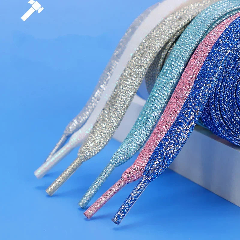 Colorful Flat Shoe laces Fashion Glitter Shoelaces for Athletic Running Sneakers Shoes Boot 1 CM Width Shoelace Strings 20 Color