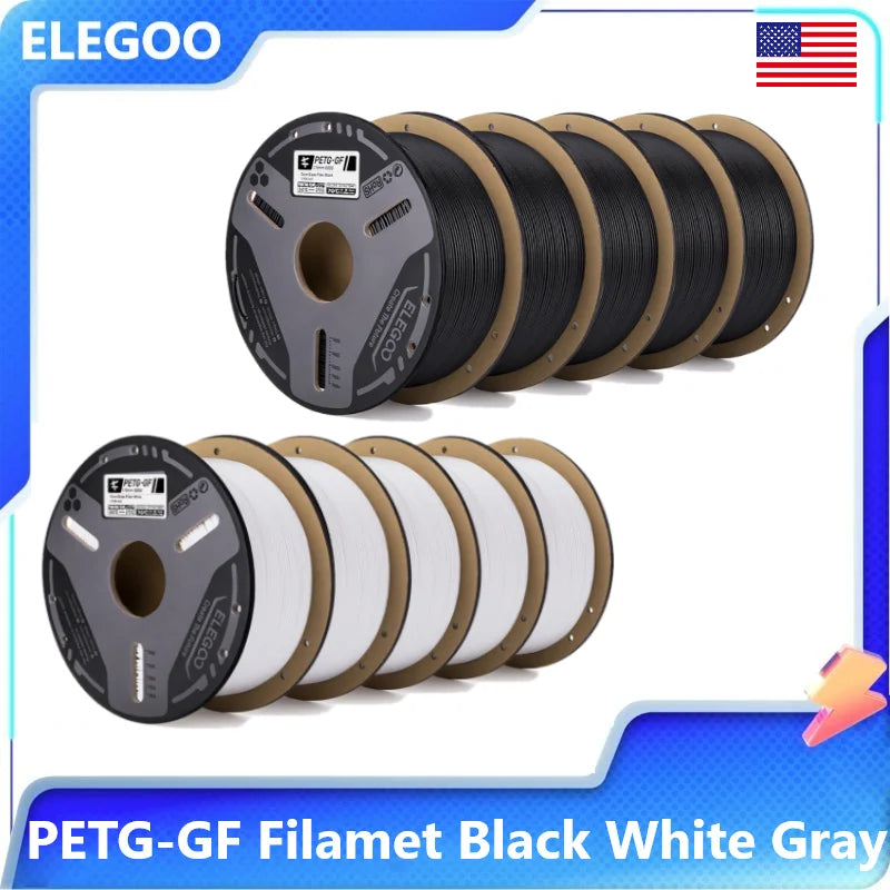 ELEGOO PETG-GF Glass Fiber Filament 1.75mm Gray 1KG,High Stiffness,Electrical Insulation,Fits for Most FDM 3D Printers