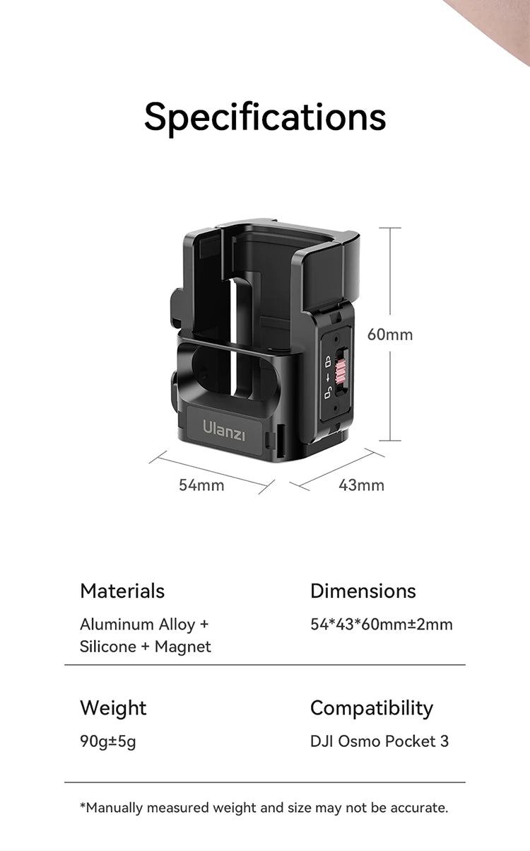 Ulanzi PK-06 Quick Release Expansion Adapter for DJI Osmo Pocket 3 Light Tripod Mount with Cold Shoe 1/4" Screw Accessories Kit