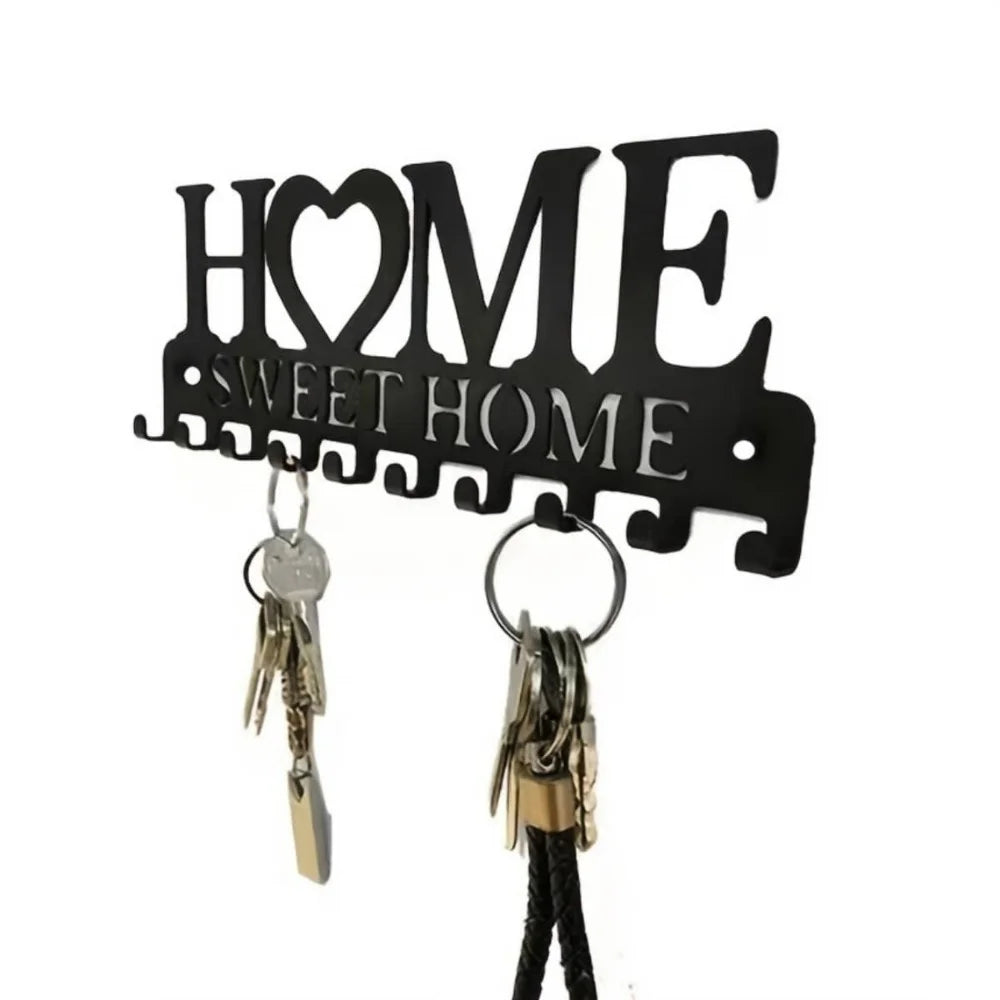 1pc Black Metal Keys Holder Wall Mount Key Holder Sweet Home Design Style Key Rack for Key Hanger with 10 Hooks