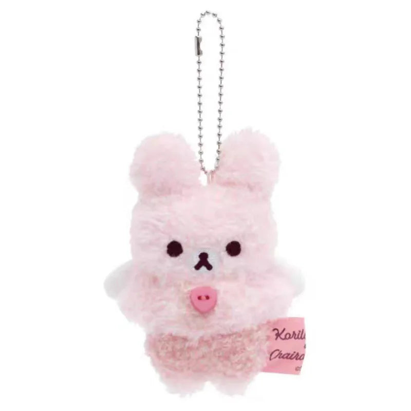 Kawaii Halloween Little Rilakkuma Plush Doll Keychains angel Pink bunny Devil relaxe Bear Sister Korilakkuma Bear Bag Pendant