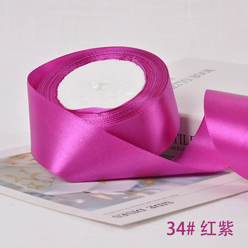 6-10-12-15-20-25-40mm Satin Ribbons for Wedding Birthday Party Gift Wrapping Tape Christmas Halloween DIY Crafts Handmade Ribbon