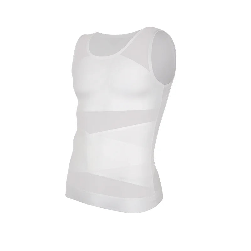 Men's Shapewear Tank Top Gynomastica Sleeveless Vest Cross Mesh SuitCompression Shirt for Men Slimming Undershirt Tummy Control Body Shaper Breathable Waist Trainer Underwear Soft Back Support Fitness