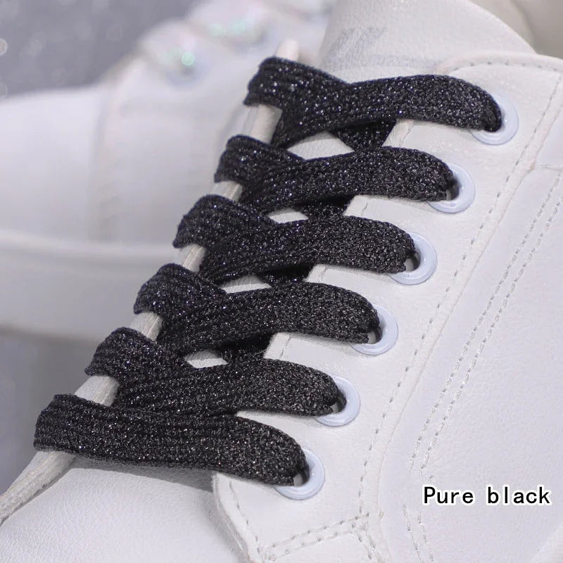 Colorful Flat Shoe laces Fashion Glitter Shoelaces for Athletic Running Sneakers Shoes Boot 1 CM Width Shoelace Strings 20 Color