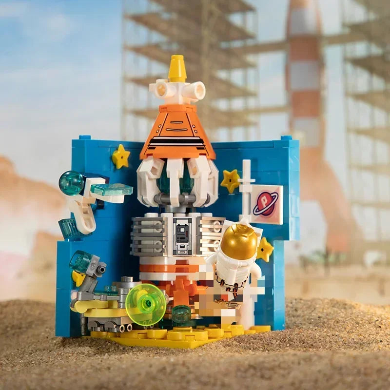 Scene Building Blocks Mini Small Particles Surfing Adventure Exploration Series Model Ornaments Splicing Toys Halloween Gift