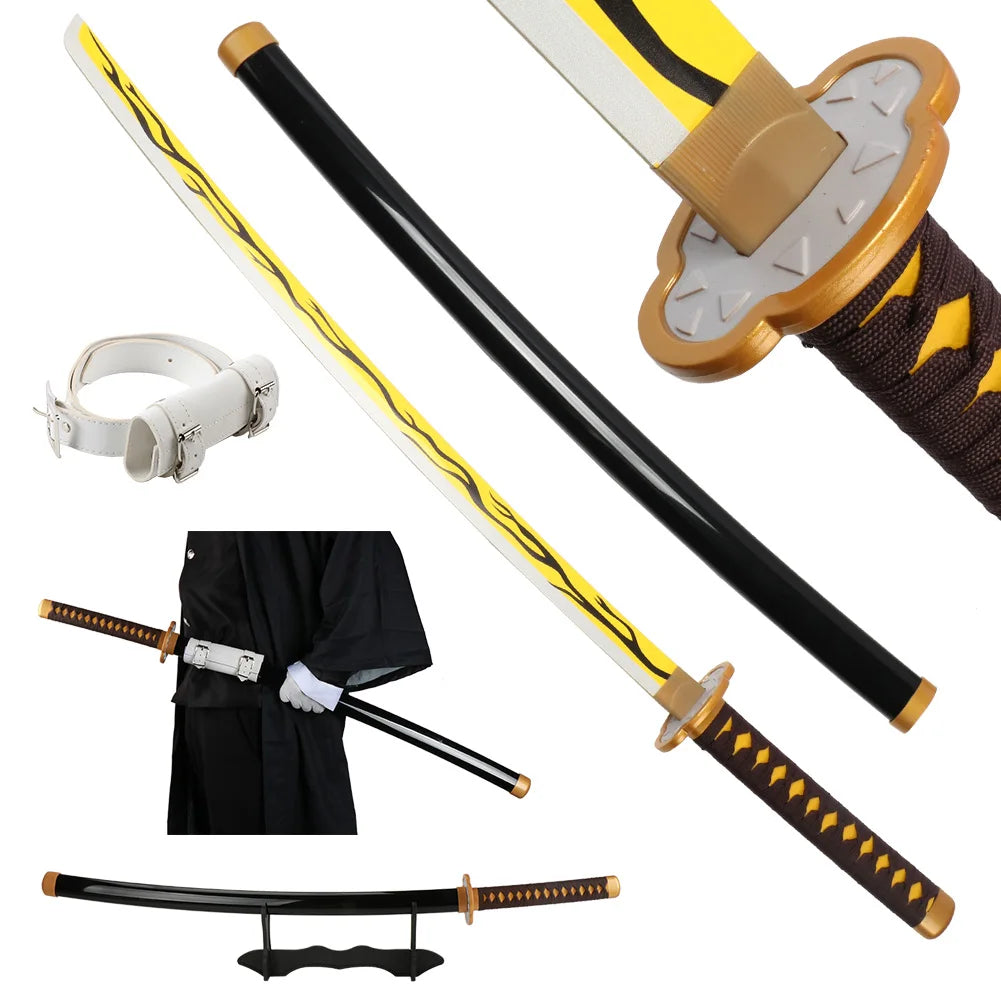 41 inch Anime Cosplay Samurai Katana Sword With Belt And Holder Tanjiro Halloween Cosplay Props Decoration