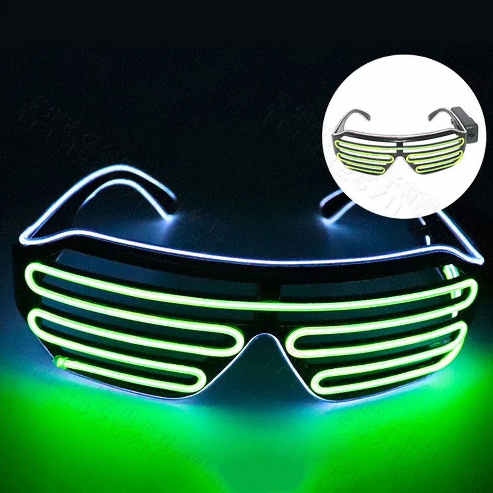 LED Wireless Glow-in-the-dark Glasses, Neon Twinkling Sunglasses, Suitable for Halloween, Christmas, Carnival Party