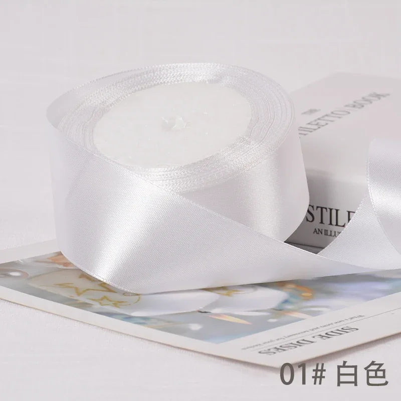 6-10-12-15-20-25-40mm Satin Ribbons for Wedding Birthday Party Gift Wrapping Tape Christmas Halloween DIY Crafts Handmade Ribbon