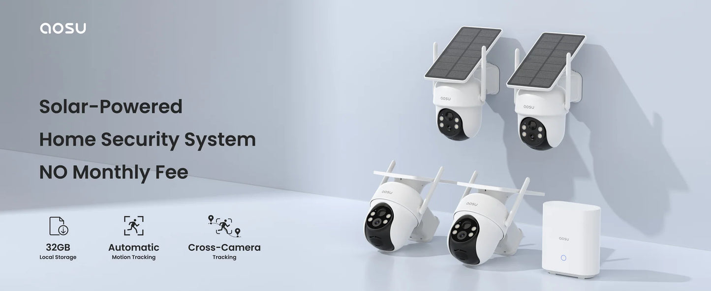 AOSU 5MP WiFi Camera Outdoor 360° View PTZ Smart Security Camera Auto Tracking 2-way Audio Wireless CCTV Camera Support Alex