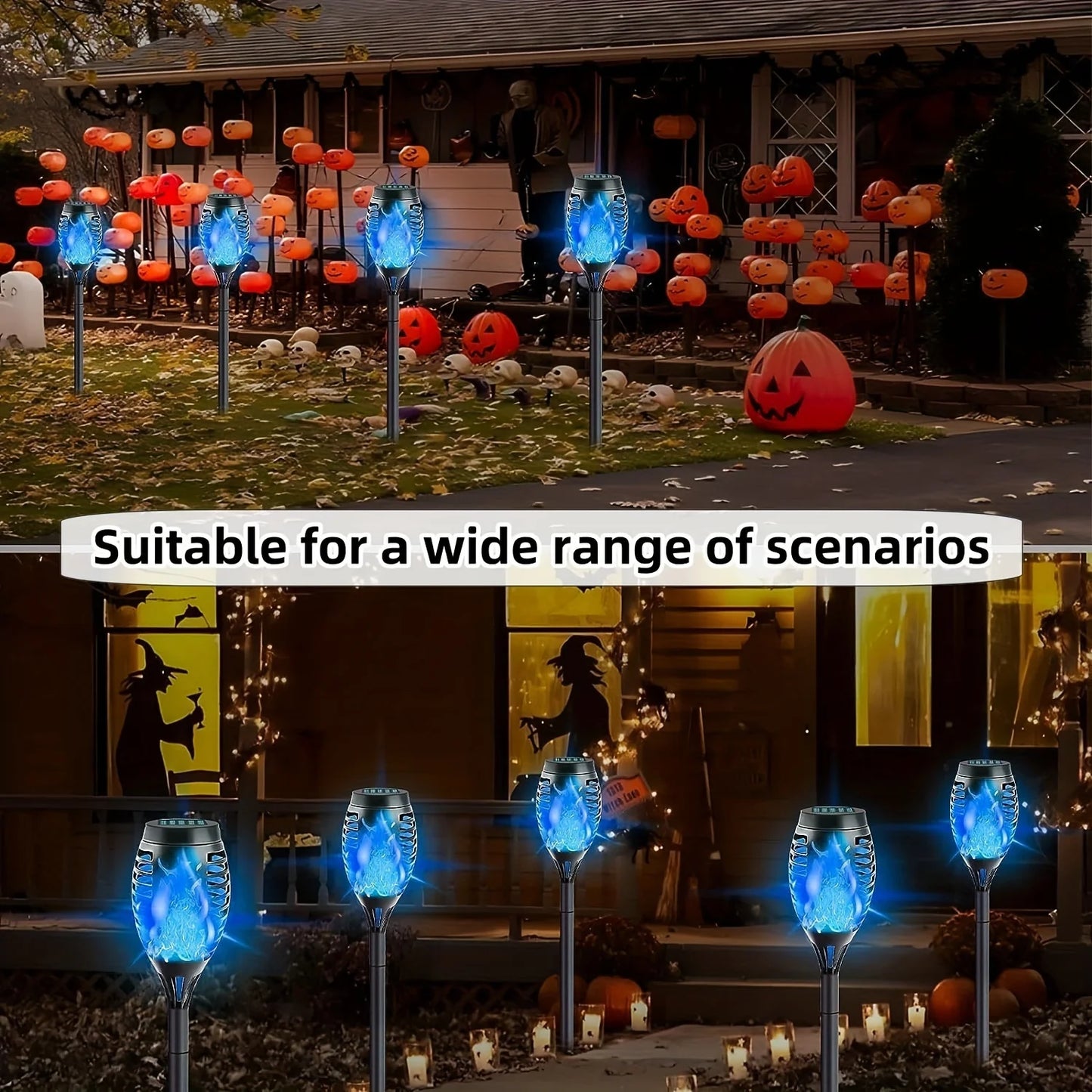 12LED Solar Flame Halloween Exclusive Torch Light Flickering Lamp Waterproof Garden Decoration Outdoor Lawn Path Yard Floor Lamp