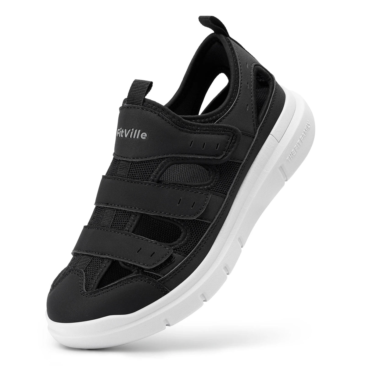 FitVille Summer Men's Wide Width Casual Diabetic Sandals, Lightweight Open Toe Sandals Built-in Arch Support, Effective Foot Pain Relief for Plantar Fasciitis, for Wide & Swollen Feet