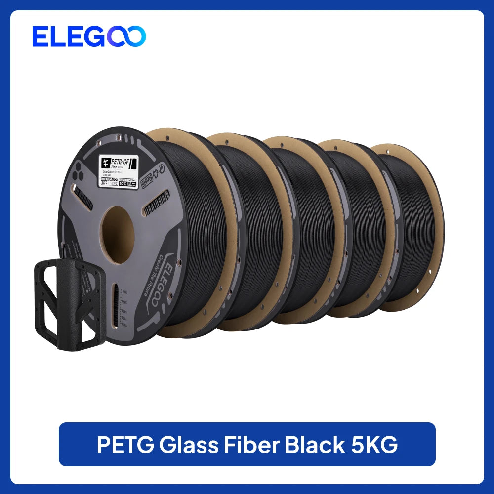 ELEGOO PETG-GF Glass Fiber Filament 1.75mm Gray 1KG,High Stiffness,Electrical Insulation,Fits for Most FDM 3D Printers