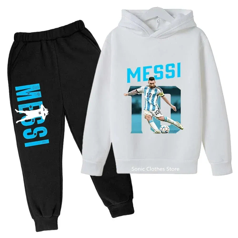 Color: Dark Grey, Kid Size: 5 - messi avatar printed children's clothing children's autumn and winter hoodies pants 2-piece casual boys and girls suits