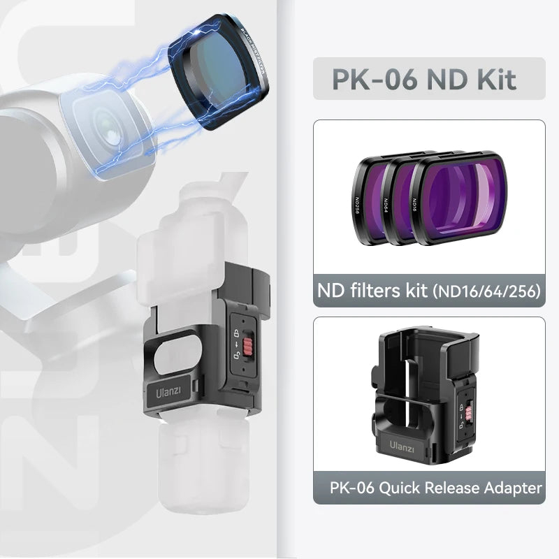 Ulanzi PK-06 Quick Release Expansion Adapter for DJI Osmo Pocket 3 Light Tripod Mount with Cold Shoe 1/4" Screw Accessories Kit