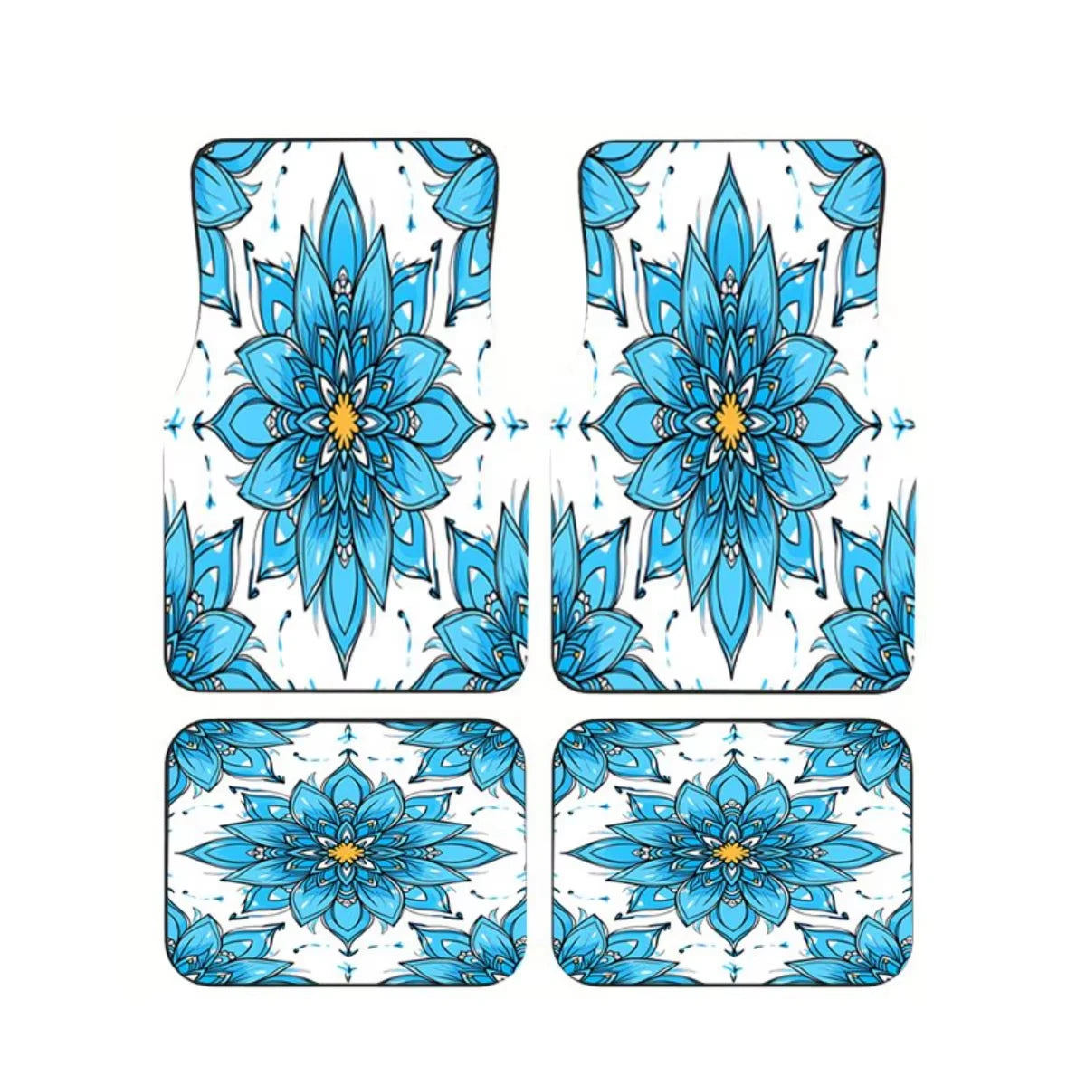 Red Bohemian Paisley Print Car Floor Mats 4Pcs Universal Anti-Slip Auto Carpet Interior Accessories For Women Girls Sedan SUV