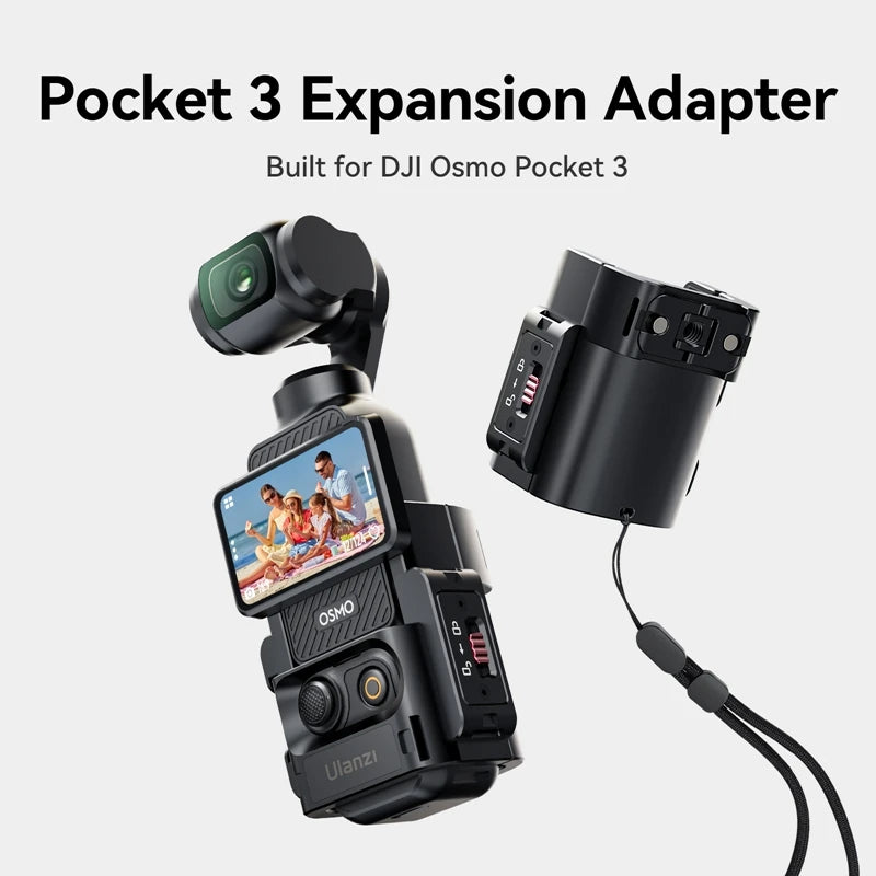 Ulanzi PK-06 Quick Release Expansion Adapter for DJI Osmo Pocket 3 Light Tripod Mount with Cold Shoe 1/4" Screw Accessories Kit