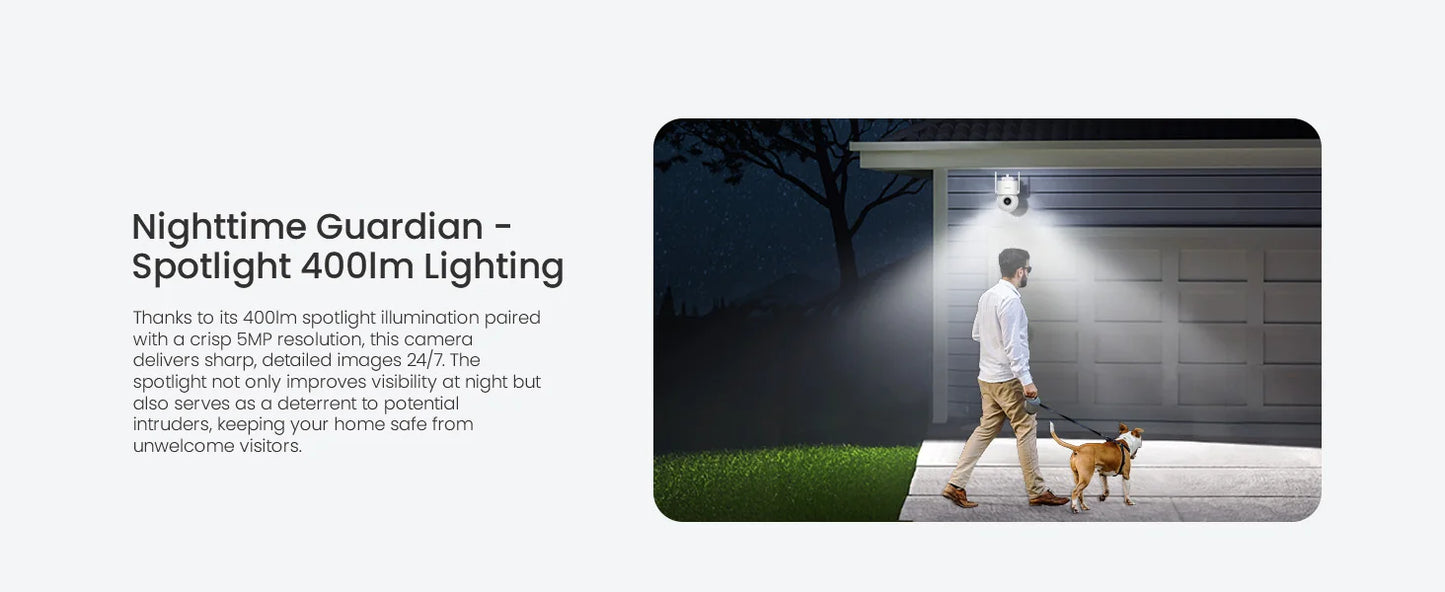 AOSU 5MP WiFi Camera Outdoor 360° View PTZ Smart Security Camera Auto Tracking 2-way Audio Wireless CCTV Camera Support Alex