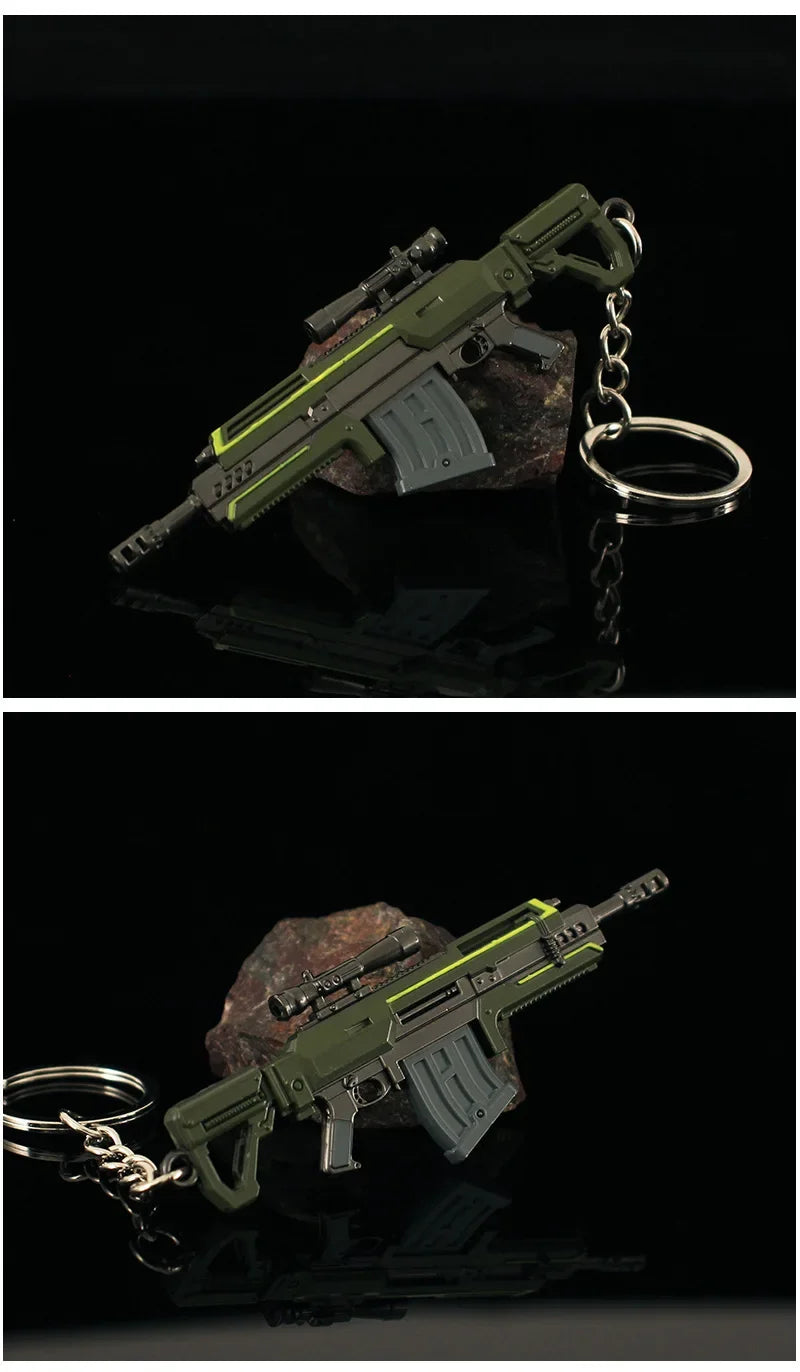 Helldiver 2 Guns Series 9cm Mini R-36 Gun Keychains Alloy Model Pocket Weapon Accessories Bag Key Ring Metal Toys Gifts Boys
