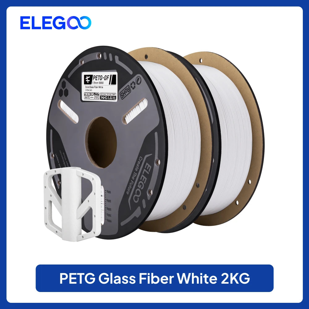 ELEGOO PETG-GF Glass Fiber Filament 1.75mm Gray 1KG,High Stiffness,Electrical Insulation,Fits for Most FDM 3D Printers