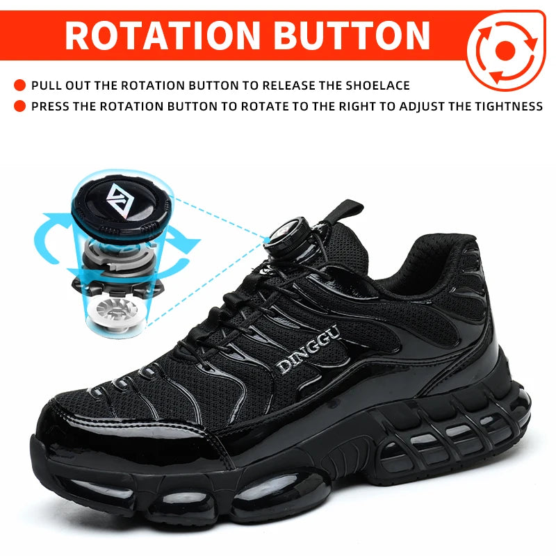 Men's Steel Toe Safety Work Shoes, Lightweight Breathable Anti‑Puncture Anti‑Slip Industrial Labor Protection Work Shoes for Construction Warehouse