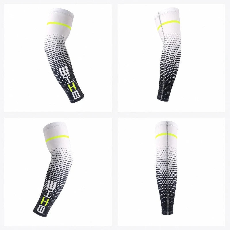 Adults' 2-Pack Slip-On Multifunctional Arm Support Sleeve Protective Gear – High-Stretch Compression, Cooling Sweat-Wicking Fabric, Trendy Gradient, Unisex for Cyclists & Outdoor Sports