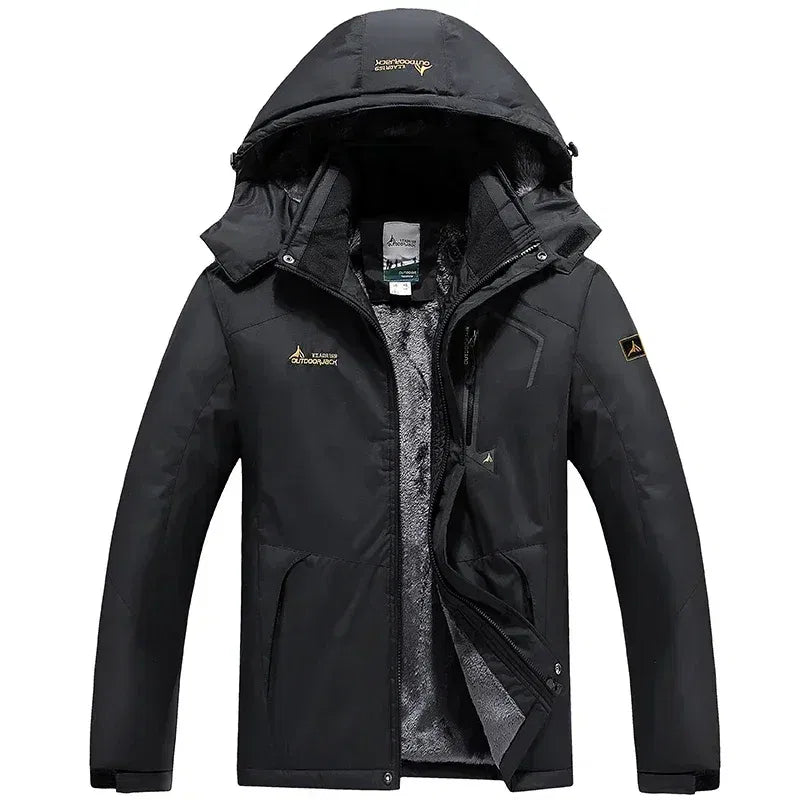 Color: Red, Size: M - Autumn Winter Men's Windbreaker Waterproof and Warm Outdoor Hiking and Fishing Multi Pocket Wear-resistant Thick Jacket Men Coat