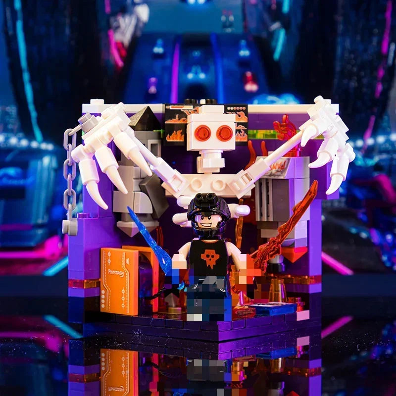 Scene Building Blocks Mini Small Particles Surfing Adventure Exploration Series Model Ornaments Splicing Toys Halloween Gift