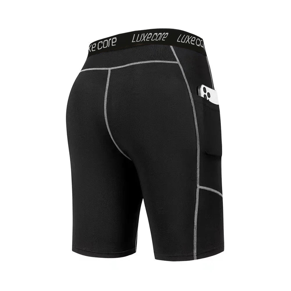 High Performance Men's Compression Shorts With Pocket - Quick Dry Breathable Stretchy Base Layer For Sports Gym