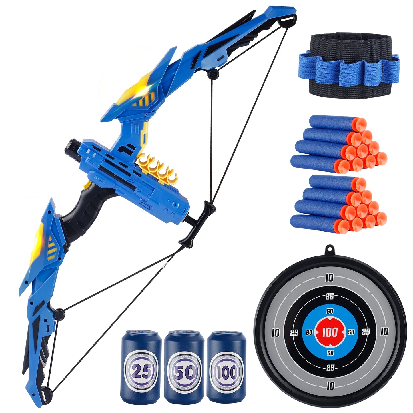 Kids Soft Dart Archery Toy Set with LED Lights,Indoor Outdoor Sports Gift for Boys and Girls,Halloween/Christmas/Thanksgiving
