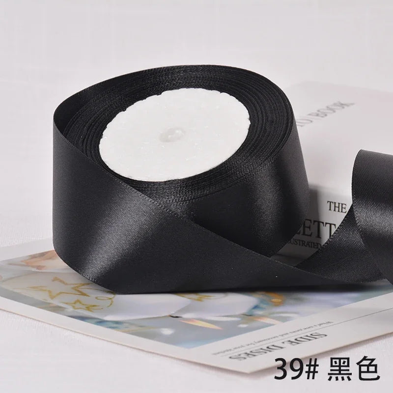 6-10-12-15-20-25-40mm Satin Ribbons for Wedding Birthday Party Gift Wrapping Tape Christmas Halloween DIY Crafts Handmade Ribbon