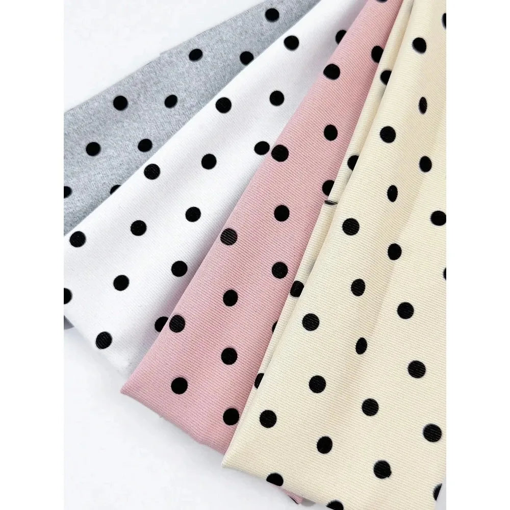4pcs/set Ladies Polka Dot Print Wide-Edge Elastic Hair Band Face Makeup Sports Headband Stylish Hair Accessory for Women
