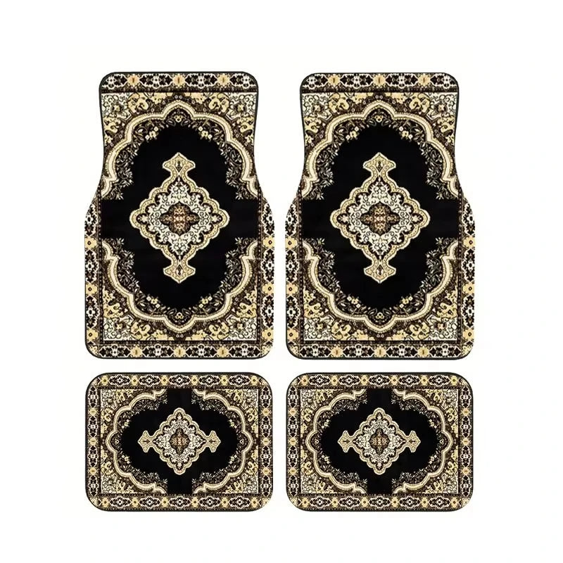 Red Bohemian Paisley Print Car Floor Mats 4Pcs Universal Anti-Slip Auto Carpet Interior Accessories For Women Girls Sedan SUV