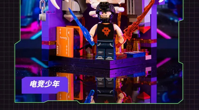 Scene Building Blocks Mini Small Particles Surfing Adventure Exploration Series Model Ornaments Splicing Toys Halloween Gift