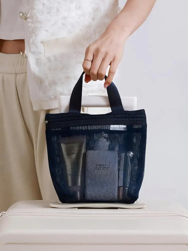 HOMEFISH Mesh Makeup Toiletry Storage Bags Handbags Portable Travel Washing Body Shower Tools Organizer Hanging Organizer Pouch