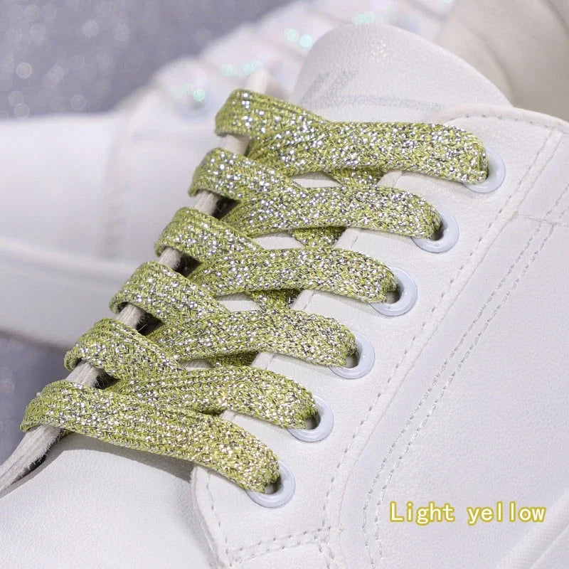 Colorful Flat Shoe laces Fashion Glitter Shoelaces for Athletic Running Sneakers Shoes Boot 1 CM Width Shoelace Strings 20 Color