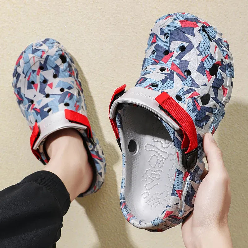 Color: Chocolate, Shoe Size: 42 - Fashion Garden Shoes Men's Clogs Slippers Sandal Flat Camouflage Sandals Male Sneakers Outdoor Flip Flops Home Clogs