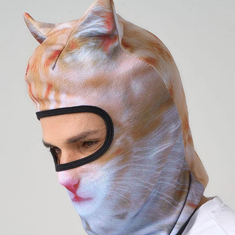 3D Cat Ski BalaclavaAnimal Face Covering Full Face Hood Masque Cute AnimalBalaclava Motorcycle Motocross Ski Snowboard Hat
