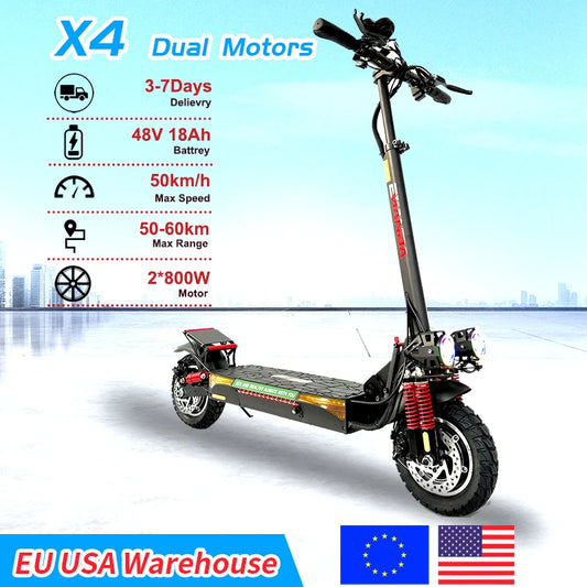 1600W Dual Motor Adult Off-Road Electric Scooter 48V Battery 60KM Range 150kg Max Load 3-7 Day Delivery EU USA Stock