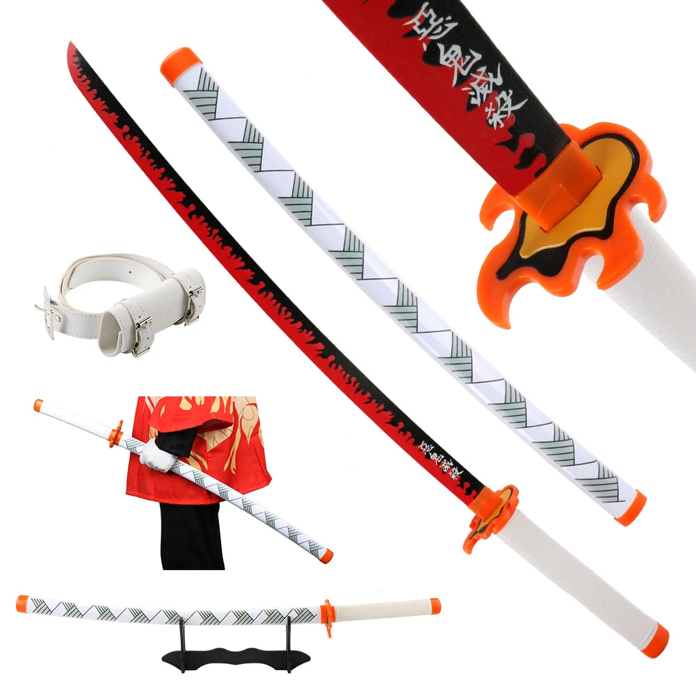 41 inch Anime Cosplay Samurai Katana Sword With Belt And Holder Tanjiro Halloween Cosplay Props Decoration