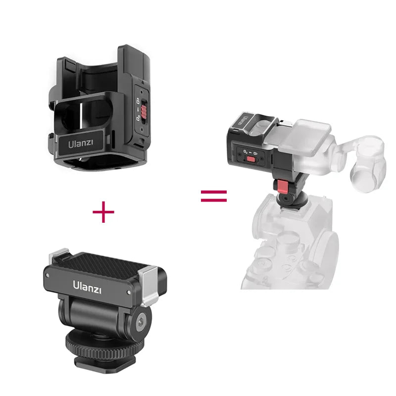 Ulanzi PK-06 Quick Release Expansion Adapter for DJI Osmo Pocket 3 Light Tripod Mount with Cold Shoe 1/4" Screw Accessories Kit