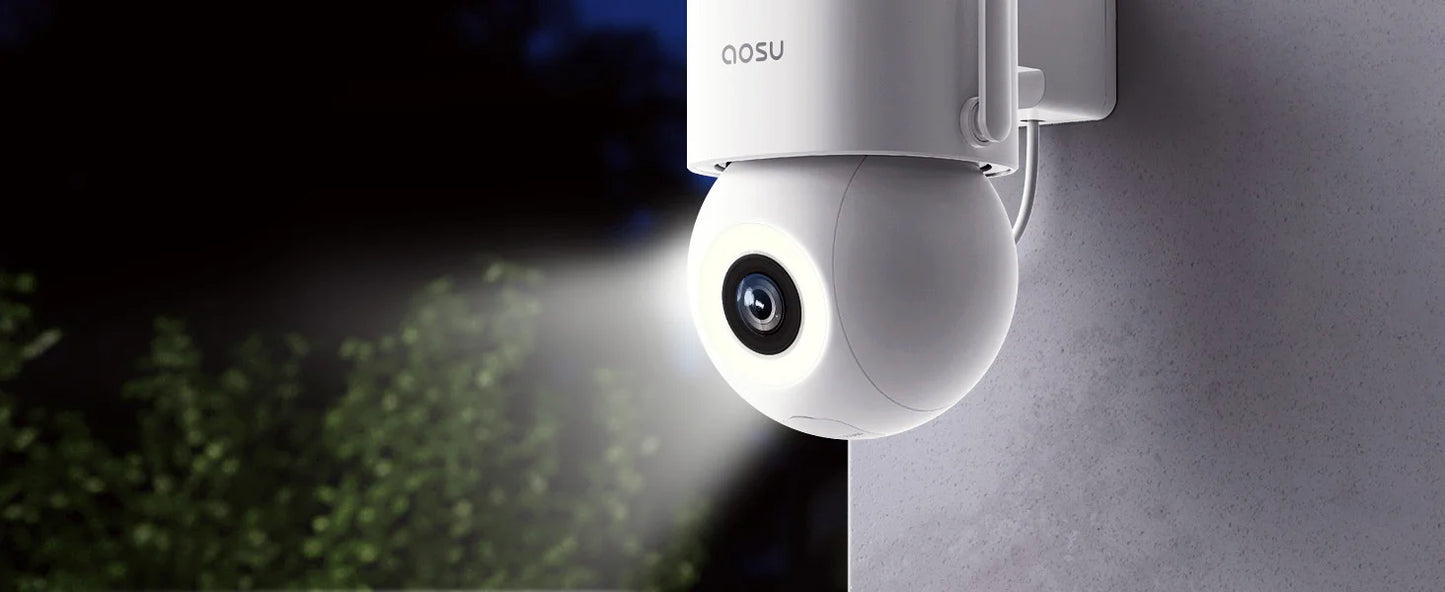 AOSU 5MP WiFi Camera Outdoor 360° View PTZ Smart Security Camera Auto Tracking 2-way Audio Wireless CCTV Camera Support Alex