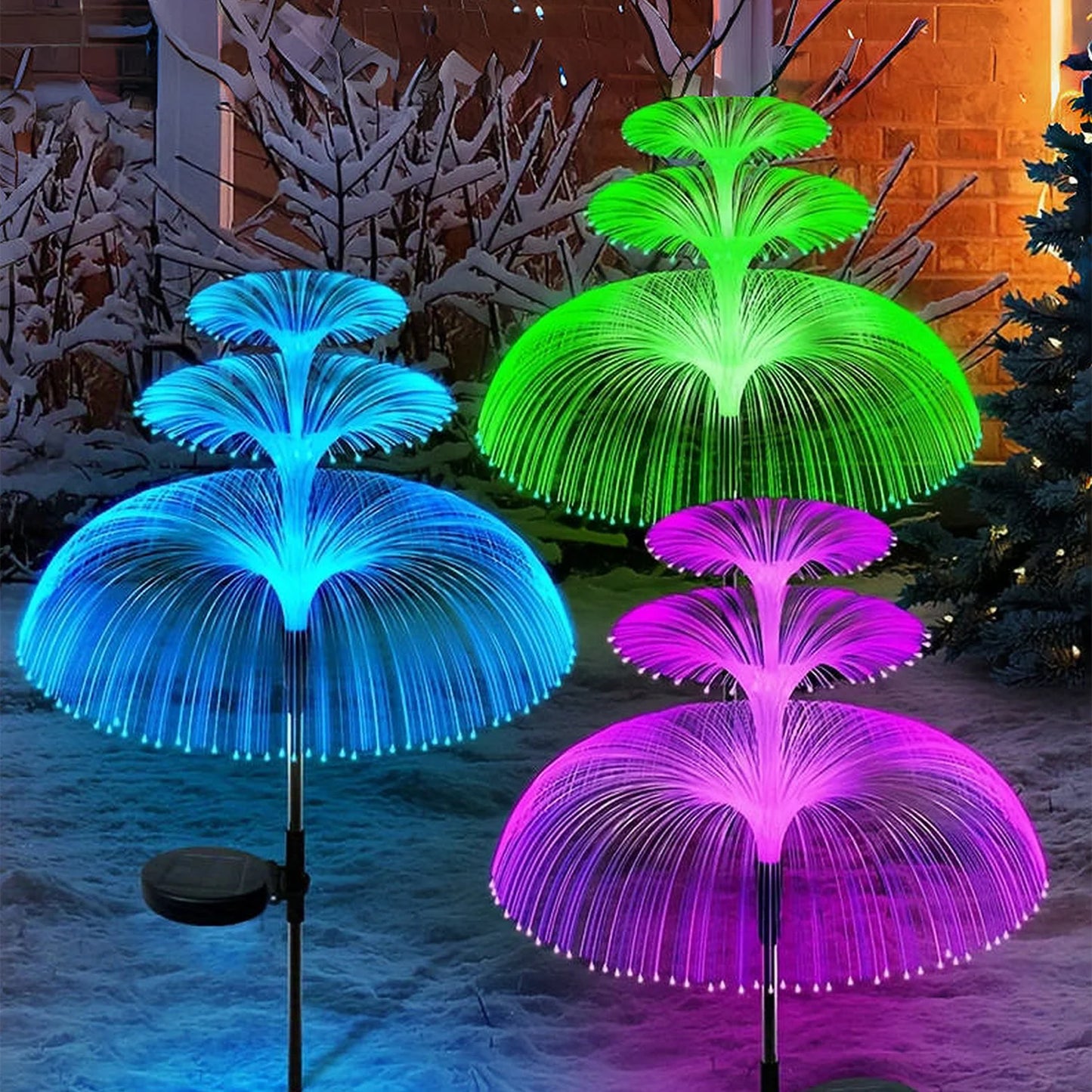 1 pack 1/2/3 Layer Solar Fountain Jellyfish Lights Christmas Tree Lights With Colorful Changing LED Halloween Decorations