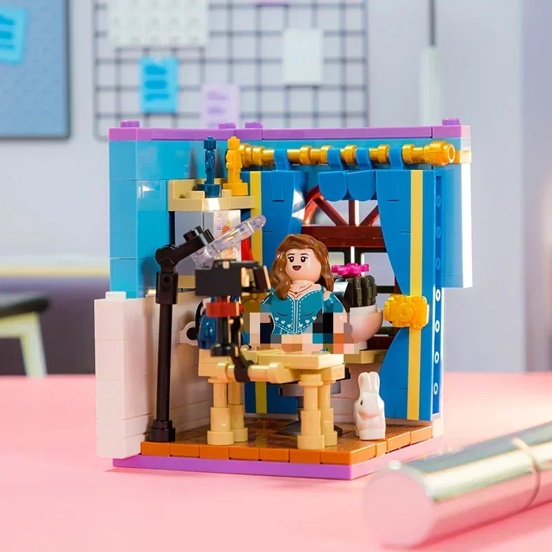 Scene Building Blocks Mini Small Particles Surfing Adventure Exploration Series Model Ornaments Splicing Toys Halloween Gift