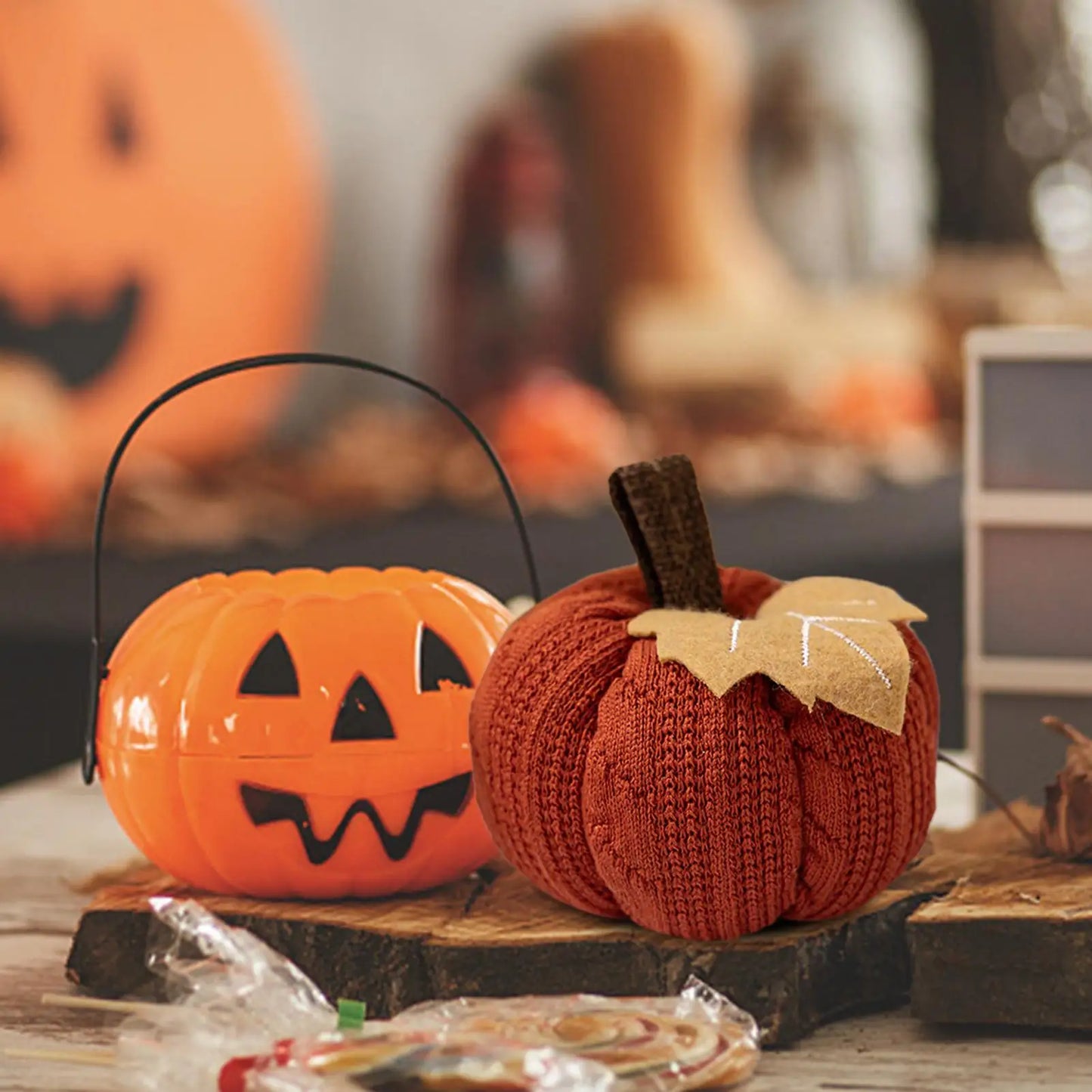 Knit Pumpkin for Autumn Decor Handcrafted Knitted Pumpkin Cozy Warm Soft Decorative Ornaments for Halloween Easter Thanksgiving