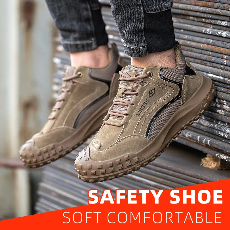 All-Season Men's Functional Work Shoes, Anti-Smashing, Wear-Resistant, Safety Labor Protection Shoes for Construction Sites and Workshops, Anti Smashing, Anti Piercing, Wear-Resistant Shoes with Steel Toe Caps, Safety Work Sh
