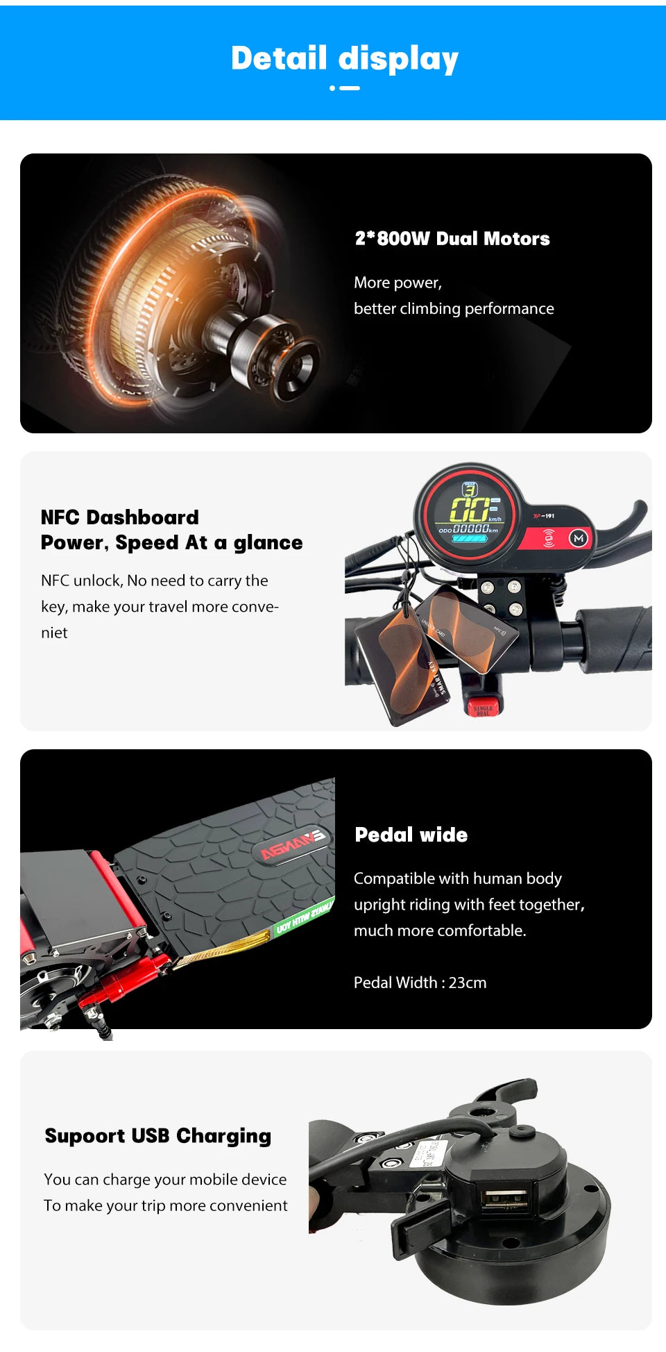 1600W Dual Motor Adult Off-Road Electric Scooter 48V Battery 60KM Range 150kg Max Load 3-7 Day Delivery EU USA Stock