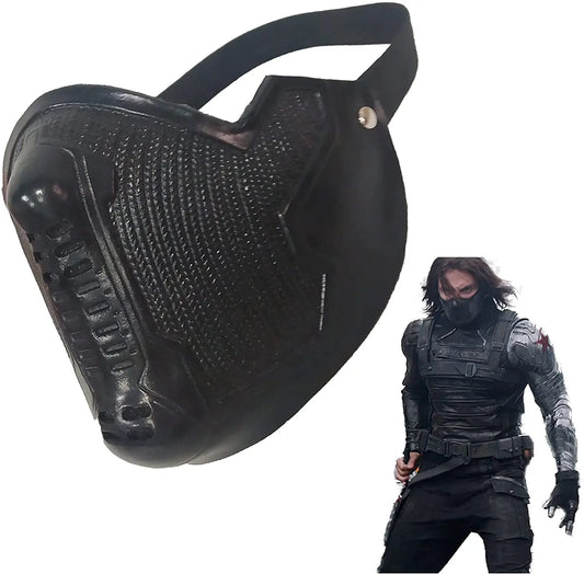 Winter Soldier Mask, Bucky Barnes, James Buchanan, Superhero, Latex Cosplay, Halloween Party Prop, Costume Accessory, Black